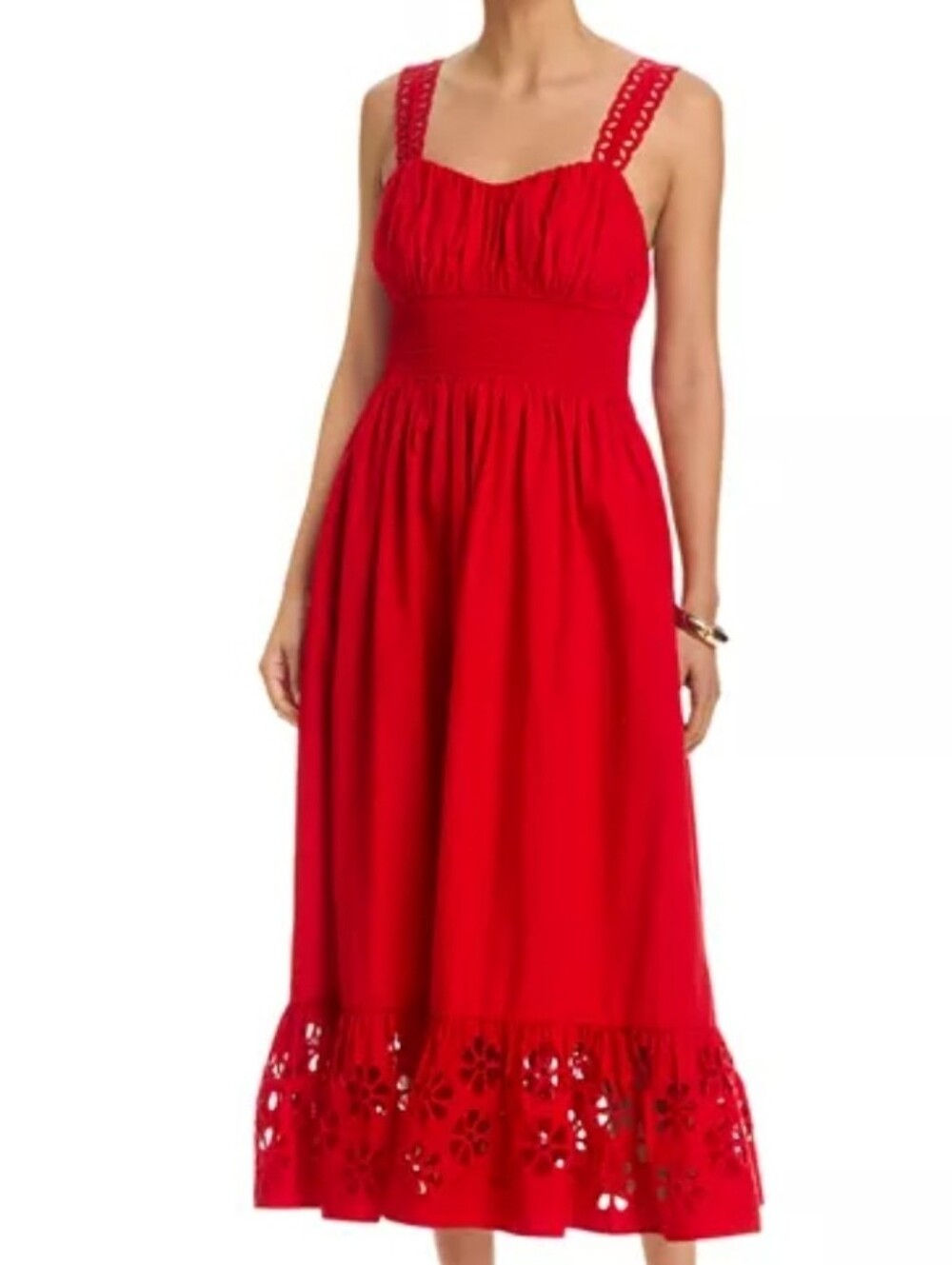 NWT Rails Moira Eyelet Trim Midi Dress — Red